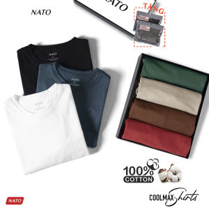 Áo Thun Cổ Tròn Nam COTON Vải Cotton Cao Cấp Đẹp Phông Trơn Tay Ngắn Màu Trắng Đen Đỏ Xanh Navy Họa Tiết NATO