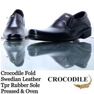 Sepatu Pantofel Crocodile Fold Kerja Kantoran (Free kaos kaki)