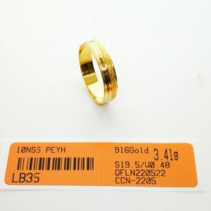 Cincin Belah Rotan Pelbagai Saiz 19.5 Emas 916 Yon Hing