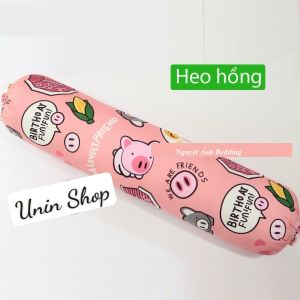 (XẢ HÀNG) Vỏ gối ôm poly cotton mẫu Heo Hồng (Lợn Hồng Nhí Nhố) áo gối dài nhiều mẫu đẹp bao gối ôm người lớn 30x100cm có dây dù rút kéo