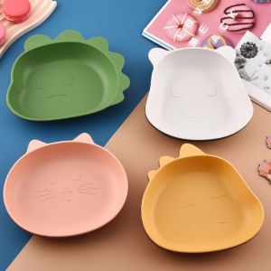 NCNC(OKDEALS01) Anti-drop  Spit Bone Dish Dinosaur Bear Cat Shaped Plastic Tableware Kitchen Gadget Thickened Fruit Plate Snack