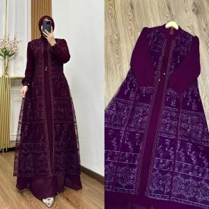 COD Dress Terbaru / Davina Dress Bahan Ceruty Babydoll apk Brokat / Dress Lebaran / Gamis Termurah