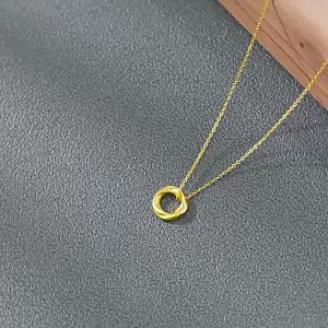 Shuibei Gold Pure Gold 999 Mobius Ring Pendant 3D Hard Gold Clavicle Necklace Valentines Day Birthday Gift