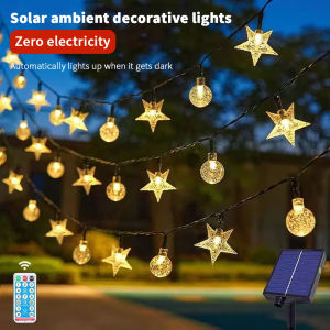 VIVOLILV Fast Delivery Shipping📦Solar String light Outdoor Waterproof 100 LED Christmas Crystal ball for Patio bulb Lights With Solar Panel Original Flash Fairy Garden Party Camping Garland Lamp Porch Wedding Party Decoration lamp