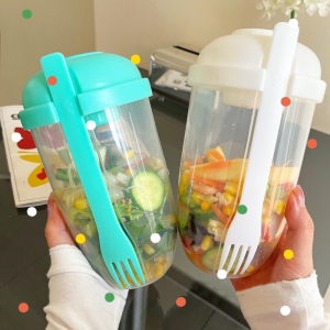 1000ML Fat Loss Meal Mason Cup with Fork/Yogurt Salad Fruit Storage Calix/Portable Large-capacity Food Container( Local Stock Available )