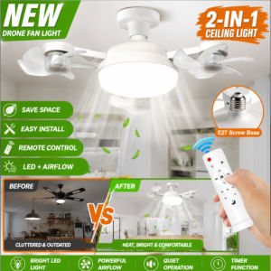 Ceiling Fan Light LED Remote Control Dimmable 3 Color Temperature Silent Motor Fan Light Living Room Bedroom