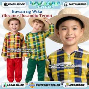 Baby Fourths Couture Buwan ng Wika Traditional Ilocandio Checkered Costume Terno for Kids Cultural Events Philippines (RANDOM DESIGN)