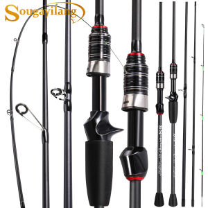 Sougayilang Fishing Rod 3 Section 4 Section 1.8m 2.1m UL Lentur Fishing Rod Jig Rod Spinning Casting Rod for Freshwater