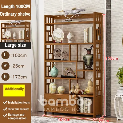Living Room Storage Shelf Rack With Drawer Multifunction Bamboo Shelf Wooden Storage Rack Simple Home Multilayer Bookshelf