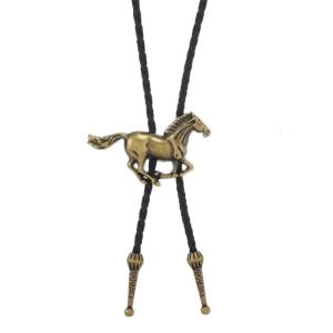 Elegant Horse Motif Bolo Tie Breathable Polyester Fabric Alloy Accents Suitable For Business Occurrences And Social Gatherings