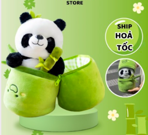 Thú nhồi bông gấu trúc trong ống tre 2 trong 1 - Size từ 25cm đến 50cm - Quà tặng gấu trúc nhồi bông êm mịn dễ thương - Gối ôm mềm mịn cho bé