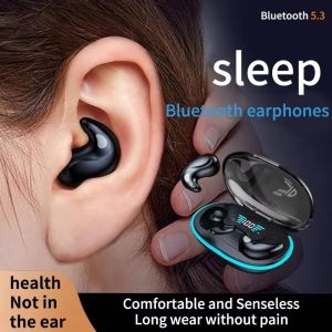 X55 Fon Telinga Bluetooth Tidur Tanpa Wayar Fon Telinga Mikrofon Terbina dalam Set Kepala Bunyi Hi-fi Set Alat Dengar Pembatalan Bunyi Kalis Air untuk Semua Telefon