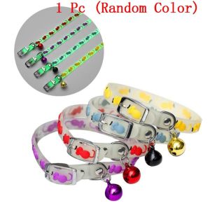 OUTOPEN Creative Light Up Night Glow at Night Necklace For Puppy Neck Ring with Bells Cat Luminous Collar Pet Glowing Collar Dog Accessories Pet Supplies