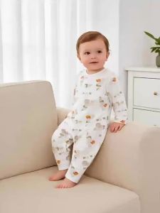 Summer baby jumpsuit thin bamboo fiber baby summer romper a Anti-slip air conditioning pajamas