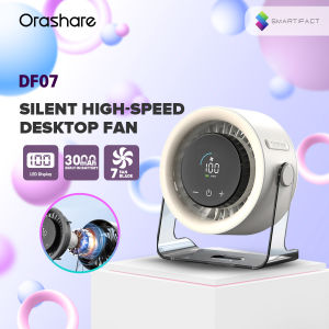 Orashare DF07 Small High Speed Desk Fan 100 Speed Wind Cooling Quiet 3000mAh Rechargeable Table Fan With LED Digital Display