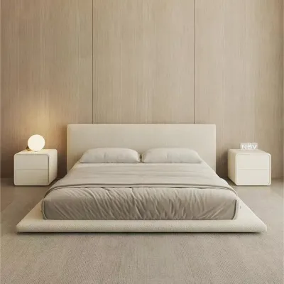 Minimalist modern Linen fabric bed tatami low height bed France romantic japan tatami removable washable FD (ETA:1mth)