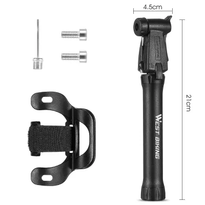 Tây Biking Bơm Xe Đạp Hợp Kim Nhỏ 160 PSI MTB Bơm Xe Đạp Schrader Và Phụ Kiện Xe Đạp Van Presta