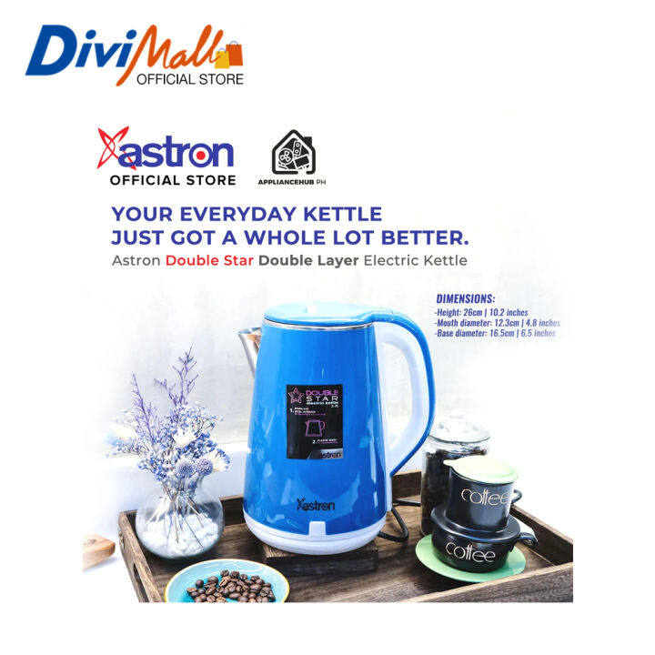 Astron Double Star Double Layer Electric Kettle 22l Blue 1500w Lazada Ph