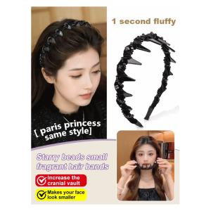 New High-End Anti-Slip Toothed Hairband Fashionable All-Match Glittering Diamond Wrapped Headband for High Hairline