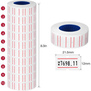 50Rolls Price Tag Labels price labeller refill Price Tags Sticker Paper for Mx-5500 Labeller Single Row for Grocery