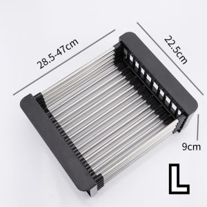🚚【SG spot】Stainless steel telescopic drain rack kitchen sink storage rack vegetable and fruit drain basket