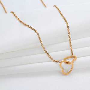 kalung titanium wanita trending model rantai plus liontin hati elegan anti karat