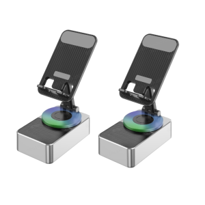 3 in 1 Phone Holder Bluetooth Speaker Wireless Charger Power Bank Bracket Rotatable Foldable with LED light
