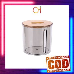 AI-C999 Tissue Kamar Mandi Dapur Organizer / Tempat Tissue Transparan Estetik Tutup Kayu Minimalis