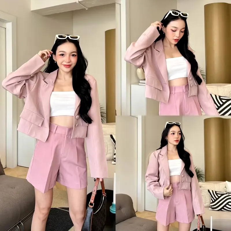 WELOVE345 NEW REALEASE Crop Top Blazer suit butter- free size (fit to  M-XL）