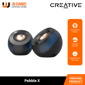 Creative Pebble X Bluetooth 3.5 mm AUX-in USB-C Speakers with Customizable RGB Lighting
