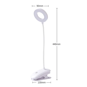【FREESHIP】Đèn kẹp LED dạng vòng tròn USB 2000mAh có thể sạc lại làm mờ vô cấp với 3 màu nhiệt độ kèm kẹ