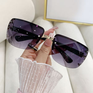 JN IMPRESSION New cross-border fashion net red half frame sunglasses womens trendy street shooting diamond-studded outdoor sunglasses trendy all-match sunglasses