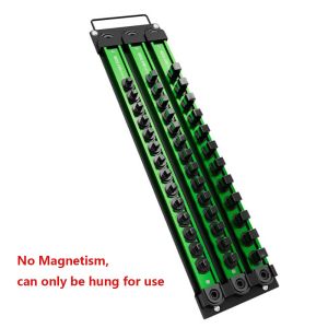 PYA94 ic Sleeve Storage Rack 1/4 3/8 1/2 Inch 360° Rotating Plug Plate Hanging Storage Strip Portable Green Heavy Duty Socket Rack Absorption Device Holder