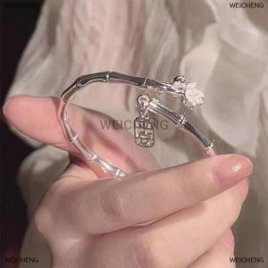 [COD] WEICHENG Adjustable Lucky Blessing Bamboo Lotus Bracelet Color Hollow Letter Pendant Bangle For Women Adjustable Opening Bangle Charm Fashion Party Jewelry