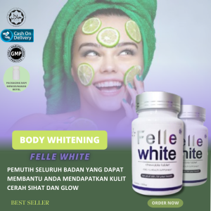Felle white Pemutih Kulit Original 2x Lebih Berkesan Supplement Ubat putih Satu Badan Glutathione 美白 Vitamin C Collagen Cegah Jerawat Anti Aging Glow skin Whitening Booster Brightening Kulit Cerah Gebu Bersih Sihat Face 10 capsule
