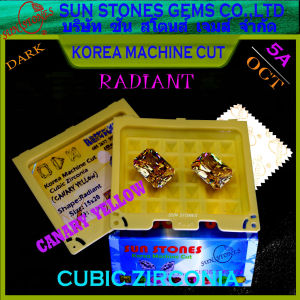 CZ Radiant 5A KOREA MACHINE CANARY YELLOW DARK Diamond CZ เพรชรัสเซีย ทรงเรเดียน/สี่เหลี่ยมขอบมน สีเหลือง
