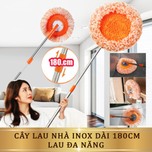 Chổi Lau Trần Nhà Cây Quét Trần Nhà Hình Hoa Hướng Dương Đa Năng Xoay 180 Độ Cán Inox Dài 180cm