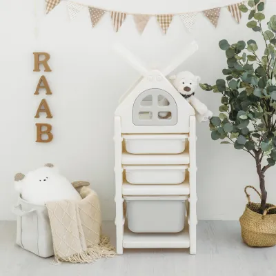 RaaB Family™ HOUSE Kids Storage Cabinet Toy Storage Organiser Toy Storage Rack Toy Boxes Premium Non Toxic Food Grade HDPE Material