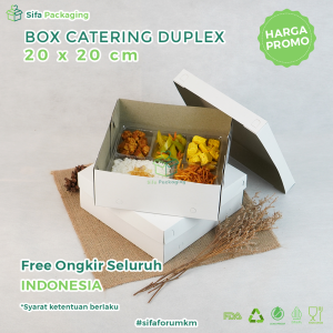 Dus Nasi 20x20 Duplek Tebal 350 GSM Box Catering Putih Kotak Makan Dus Snack Kue isi 50 pcs