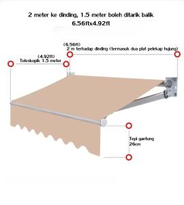 Foldable and adjustable awning Resistant to Class 9 Typhoonretractable awning thickened and thickened rotating aluminum alloy bracket rainproof and sunproof