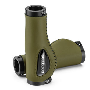 ROCKBROS Bicycle Handlebar Grips Cycling Leather Handlebar MTB Bicycle Liquid Silicone Palm Comfortable Grip Bike Double Lock Rubber Grips Meat Balls Comfortable Anti-skid Shock-absorbing Soft Ergonomics Bike Accessories