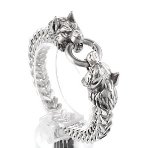 Kemstone Stainless Steel Animal Silver Plated Male Link Bracelet Jewelry Gift
