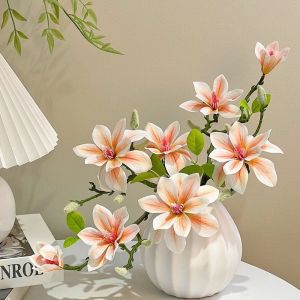 BLACKON Real Touch Artificial Magnolia Flower Realistic Handmade Fake Silk Flower Flower Arrangement New Chinese Faux Magnolia Branch Home Furnishing