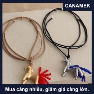 【CANAMEK】 New Pony tua dây chuyền mặt dây chuyền cho phụ nữ dài có thể điều chỉnh xương đòn chuỗi Áo len chuỗi Đồ trang sức