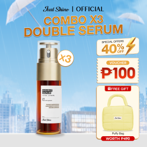 [Free 1 Gift] Just Skin Combo x3 Double Serum Free 1 Puffy Bag | Anti-aging Fading Dark Spots Fine Lines Repairing Essence 50ml | | Just Shine