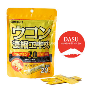 BỘT NGHỆ GIẢI RƯỢU ORIHIRO (20 GÓI/ TÚI) - GIÚP TỈNH RƯỢU NHANH CHÓNG VÀ GIẢM MỆT MỎI SAU KHI UỐNG RƯỢU BIAHÀNG NỘI ĐỊA NHẬT