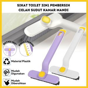 Sikat Toilet 3in1 + Pinset Penjepit / Alat Pembersih Lantai Kamar Mandi WC Celah Sudut Ubin Kaca Keramik Serbaguna / Cleaning Brush Gagang Panjang Fleksible Dapat Diputar 360° / Peralatan Kebersihan Rumah Tangga Praktis Multifungsi - GP Mall