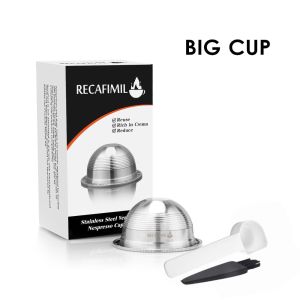 【i Cafilas】[NVCG1] Reusable Big CUP Coffee Capsule Filter Crema Stianless Steel For Nespresso Vertuo Espresso Vertuoline Nespresso Vertuoline GCA1Delongh ENV135Delong ENV150