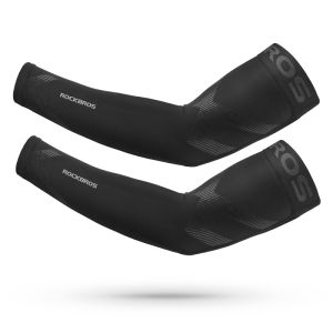 ROCKBROS Ice Silk Sunscreen Sleeves Bike Cycling Arm Sleeves Anti-UV Anti-slip Stripe Breathable Men Women Arm Running(A Pair)