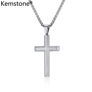 Kemstone Dây chuyền thập giá thép không gỉ trơn mạ vàng dây chuyền hình thánh giá cho nam giới của đồ trang sức